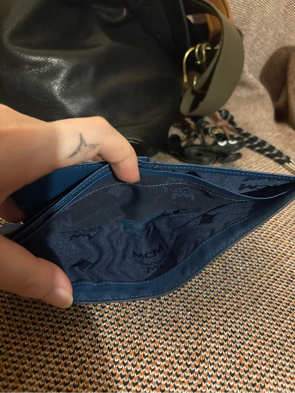 MCM Monogram Embossed Leather Trifold Wallet
